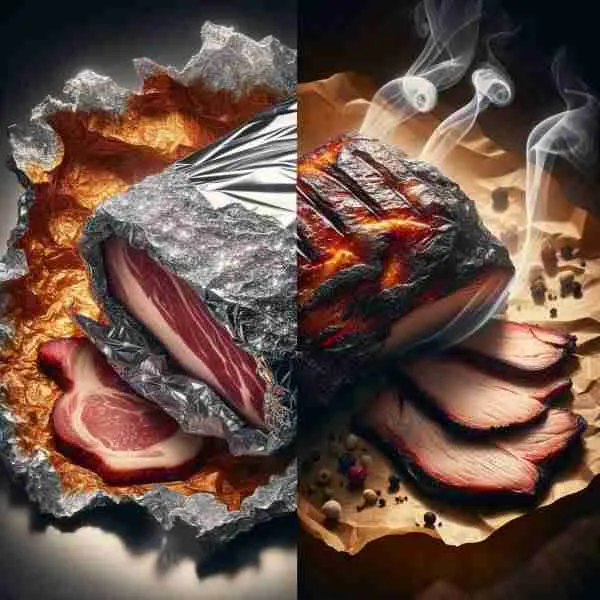 Comparison of aluminum foil and butcher paper for meat smoking